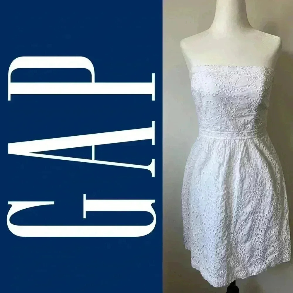 Gap Women’s white eyelet tube top dress size 4